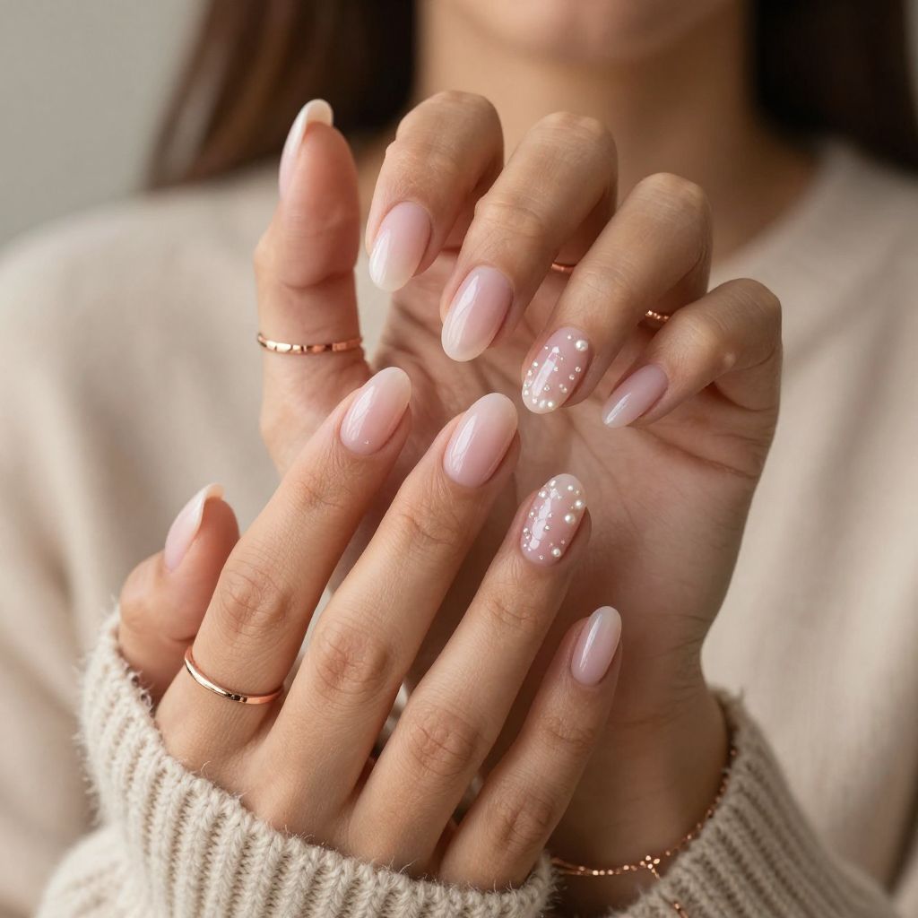 Soft Pink Veil with Pearl Accents
