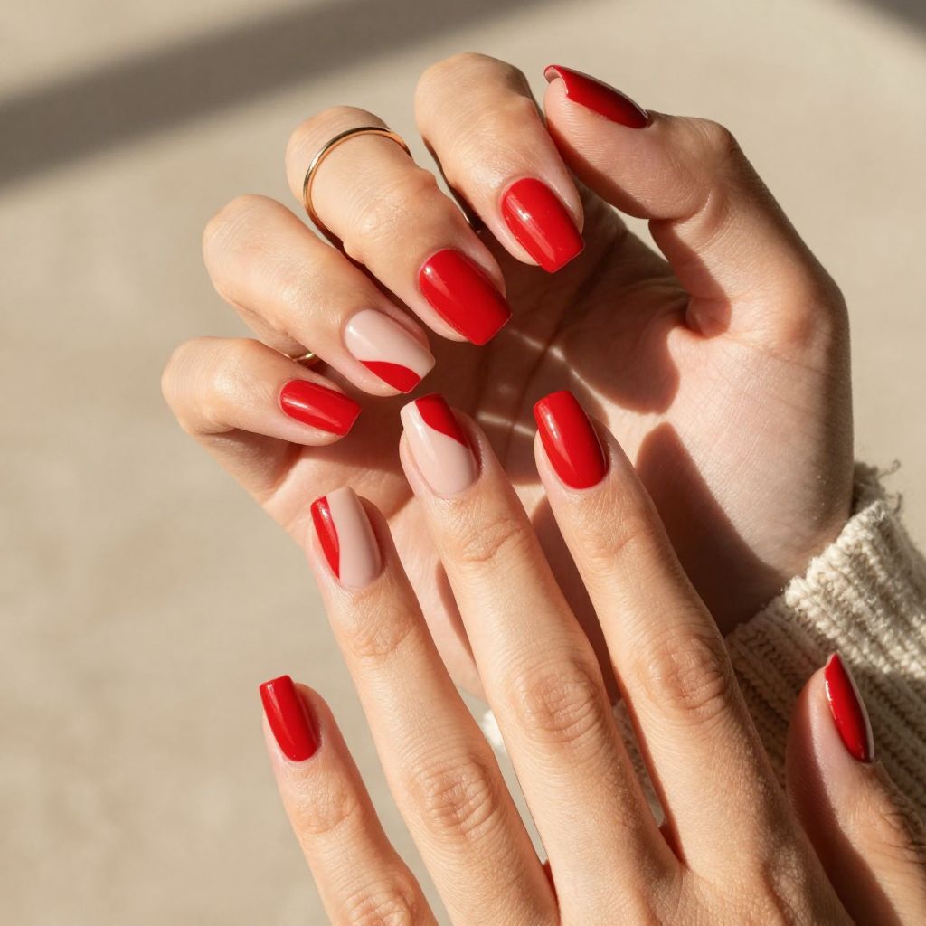 Classic Red with Nude Negative Space