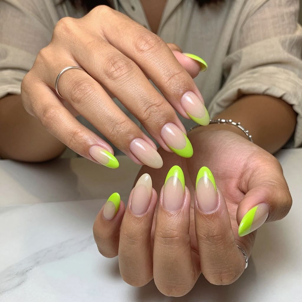 Olive Green Neon Tips