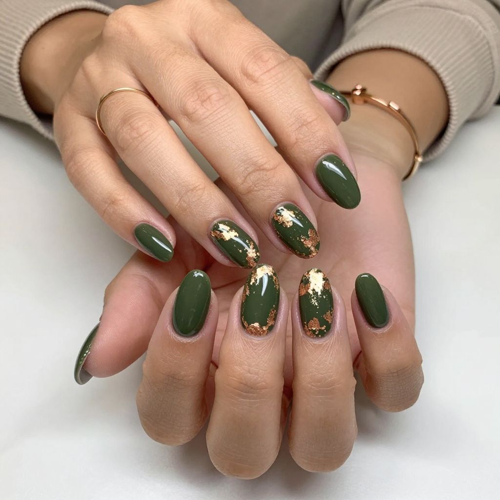 Olive Green and Copper Foil