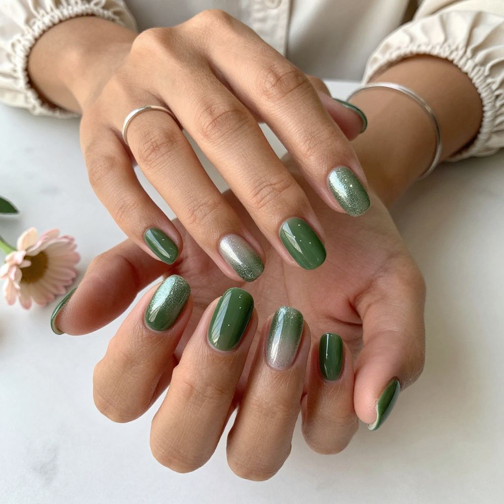 Olive with Subtle Glitter Fade