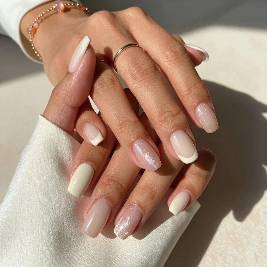 Champagne Ombre French with Pearly Pink Accents