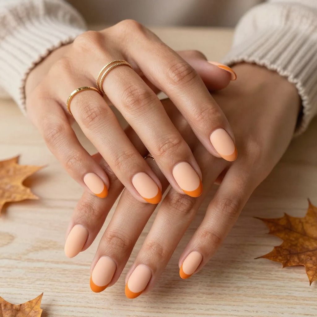 Matte Pumpkin French Tips