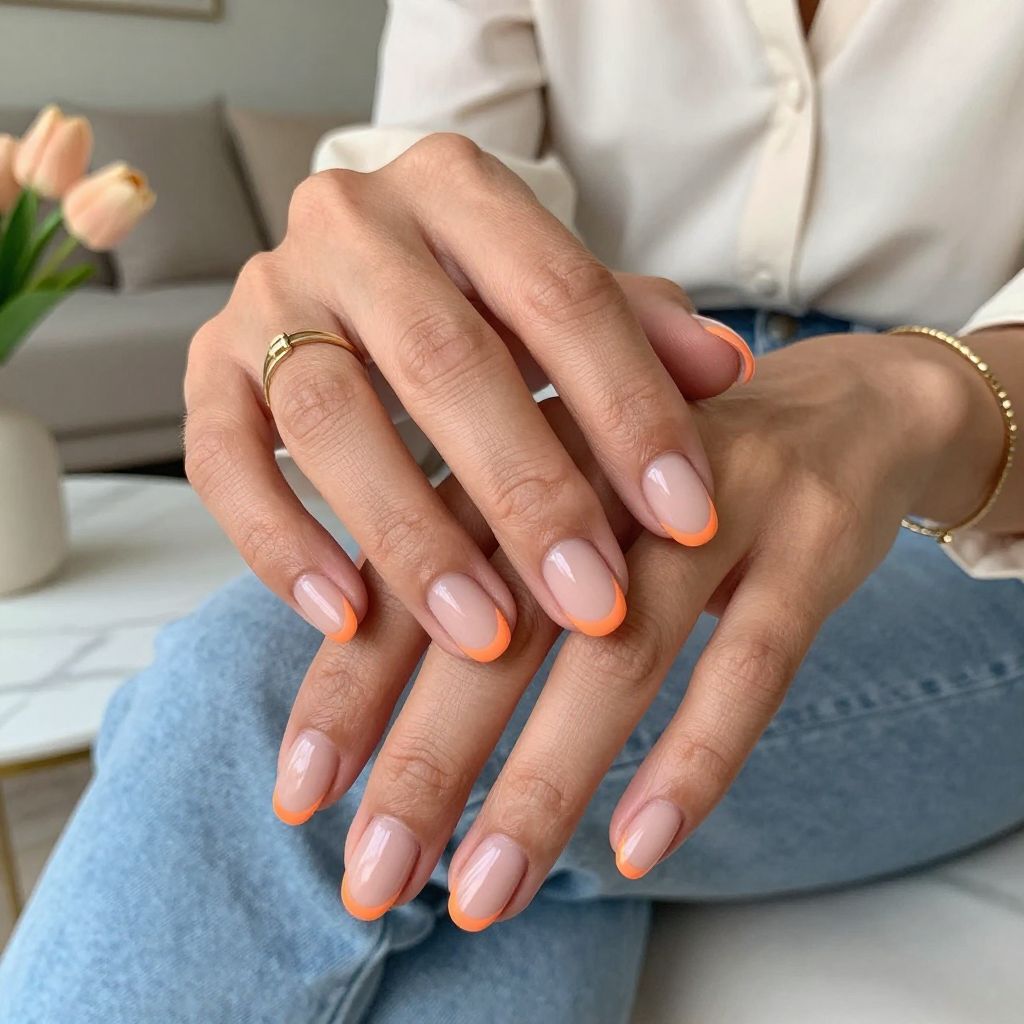 Subtle Peach Tint with Neon Orange Tip Line
