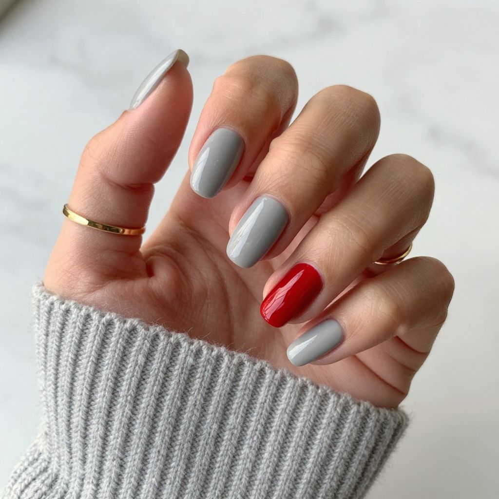 Subdued Grey with a Pop of Red