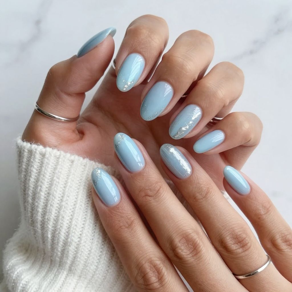 Icy Blue with Silver Foil