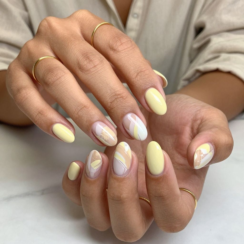 Pastel Yellow with Abstract Brush Strokes
