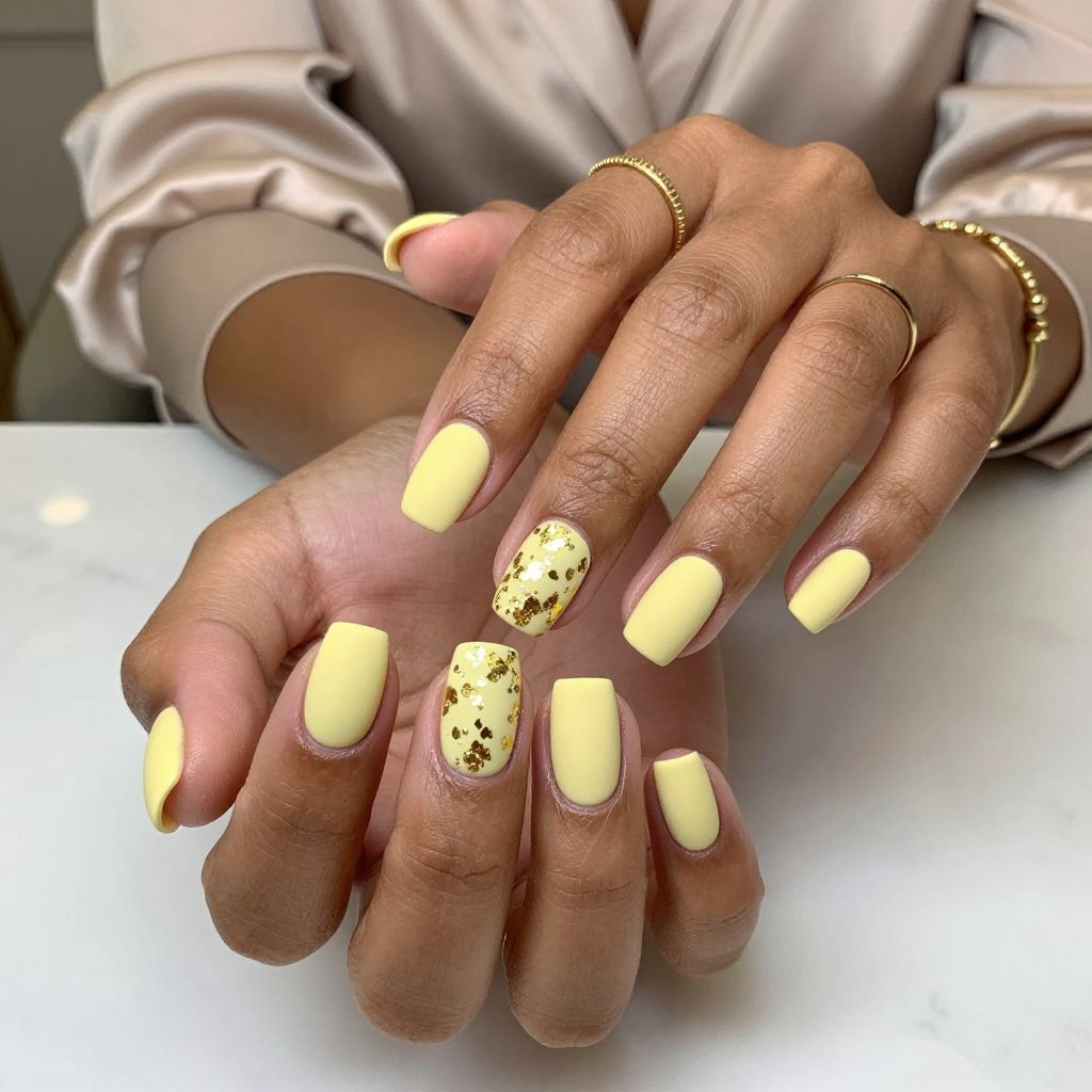 Matte Pastel Yellow with Gold Foil Accent