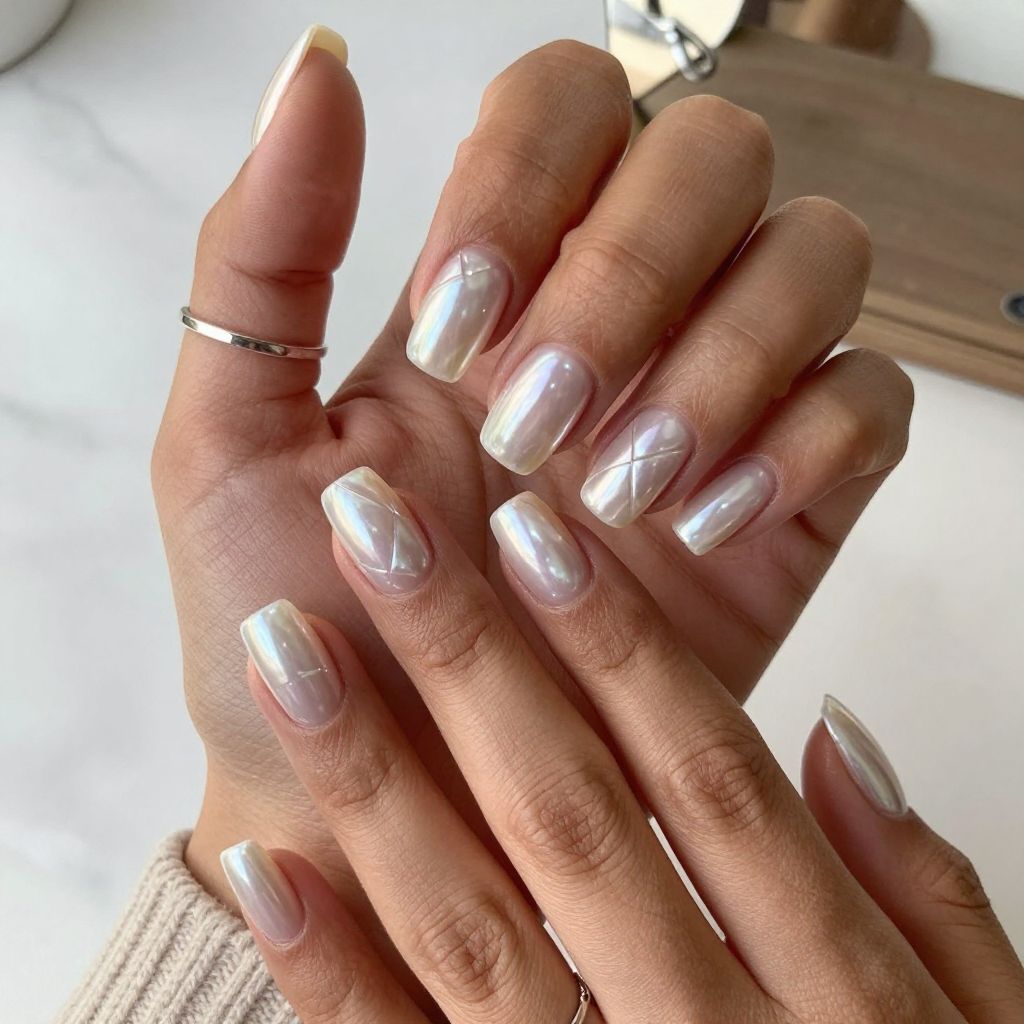 Soft Square Pearl Chrome with Clear Negative Space