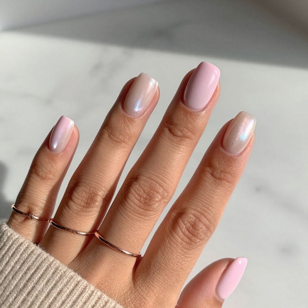 Short Square Pearl Chrome with Matte Pastel Overlay