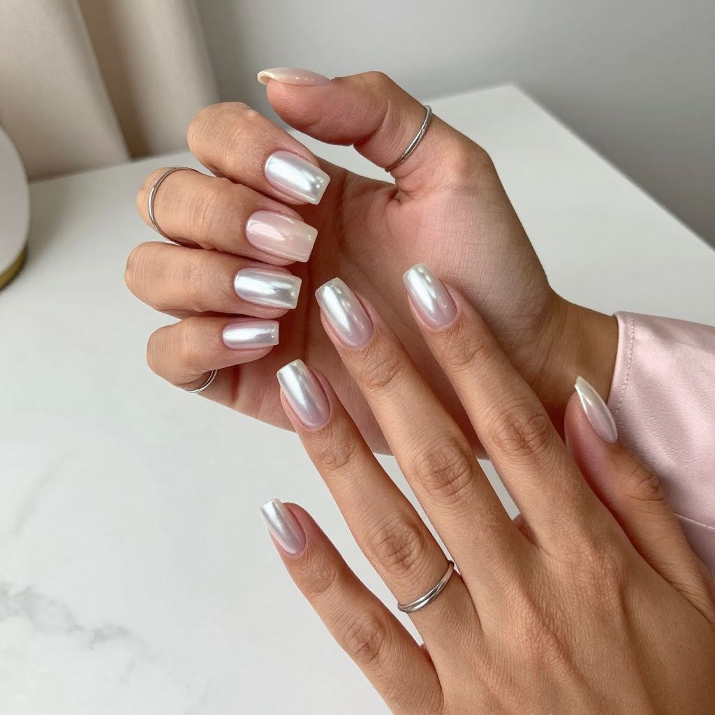 Square Tips with Pearl Fade