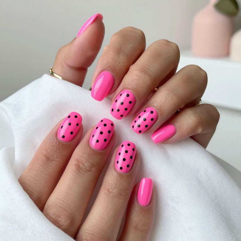 Neon Pink & Black Dotted Drama