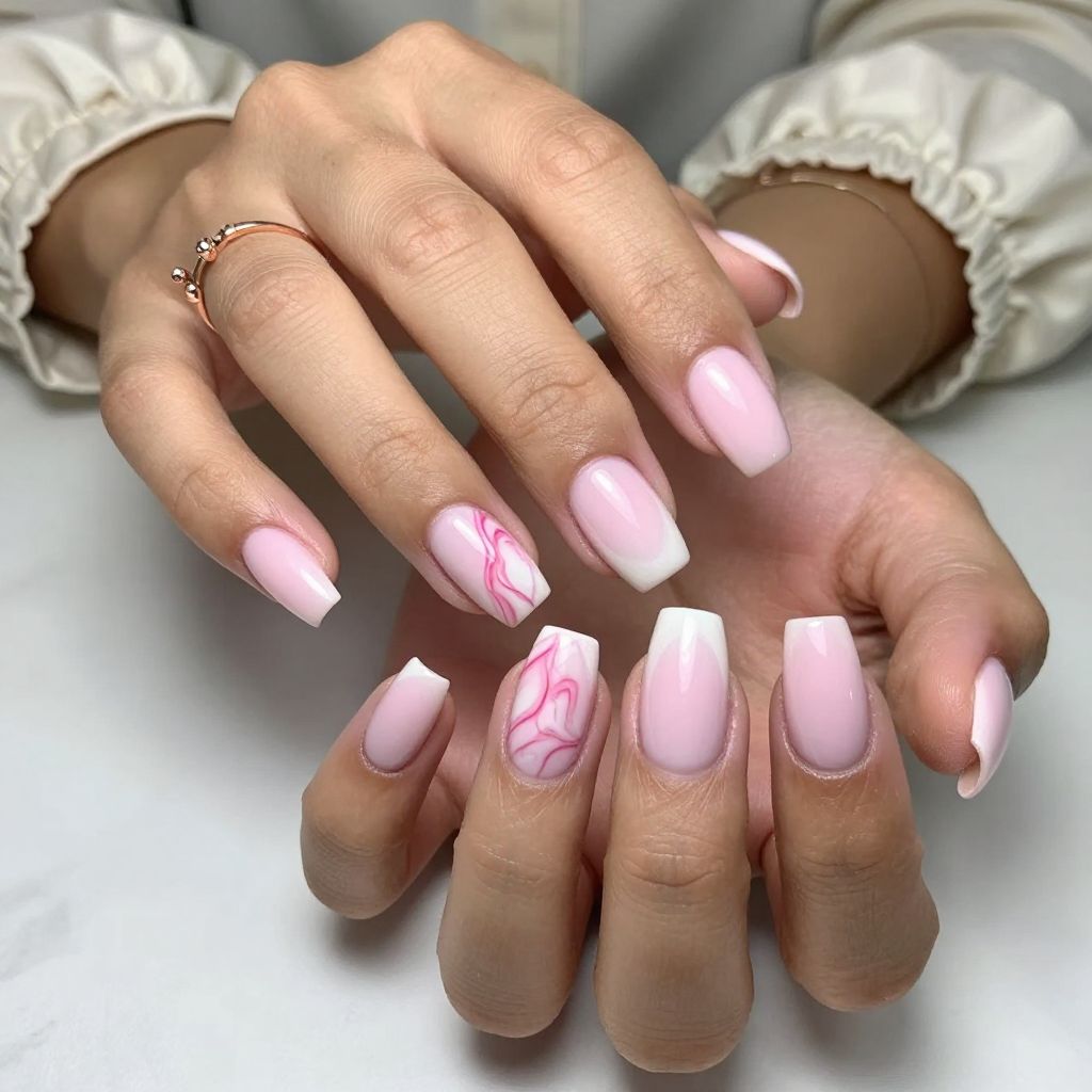 Soft Ombre with Pink Marble Accent