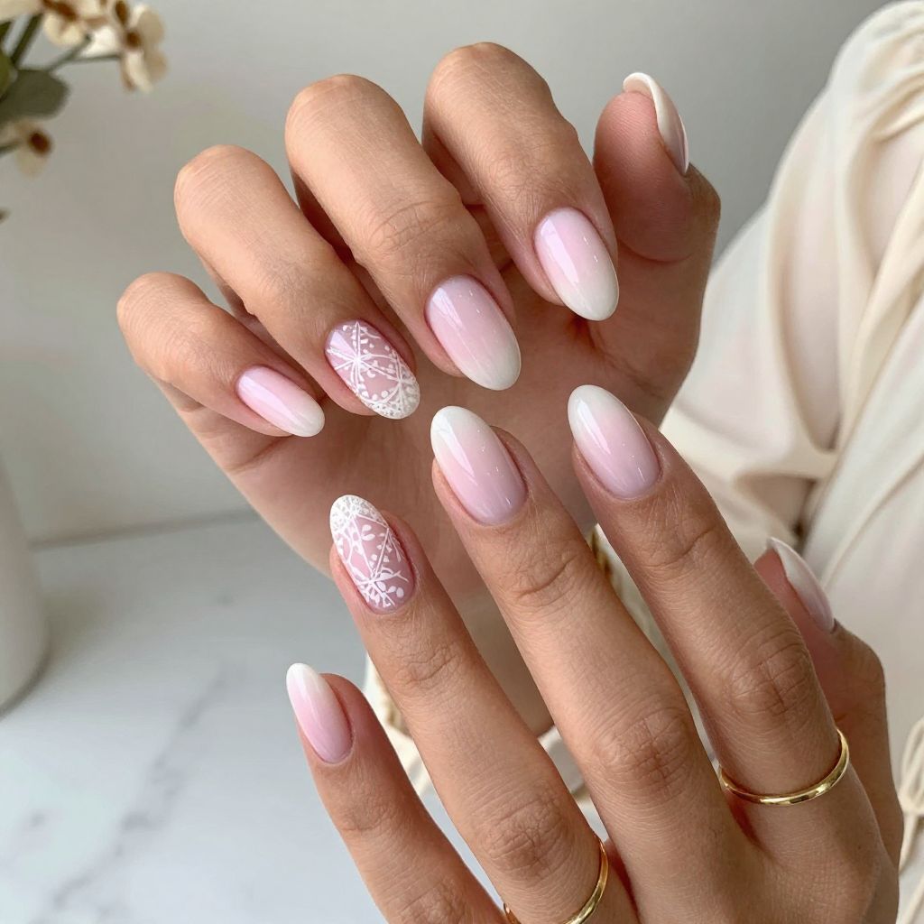 Pastel Pink Ombre with White Lace Detail