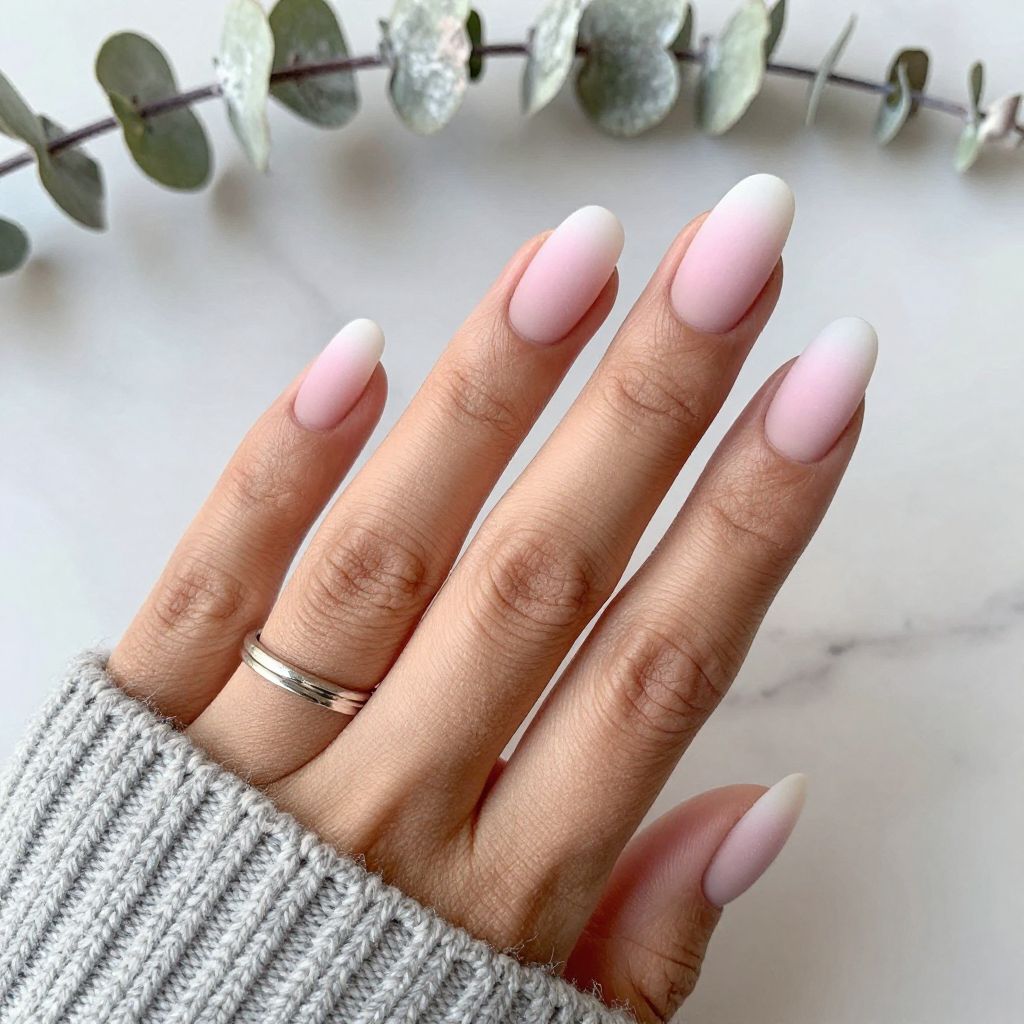 Icy Pink Ombre with Frosted White Tips