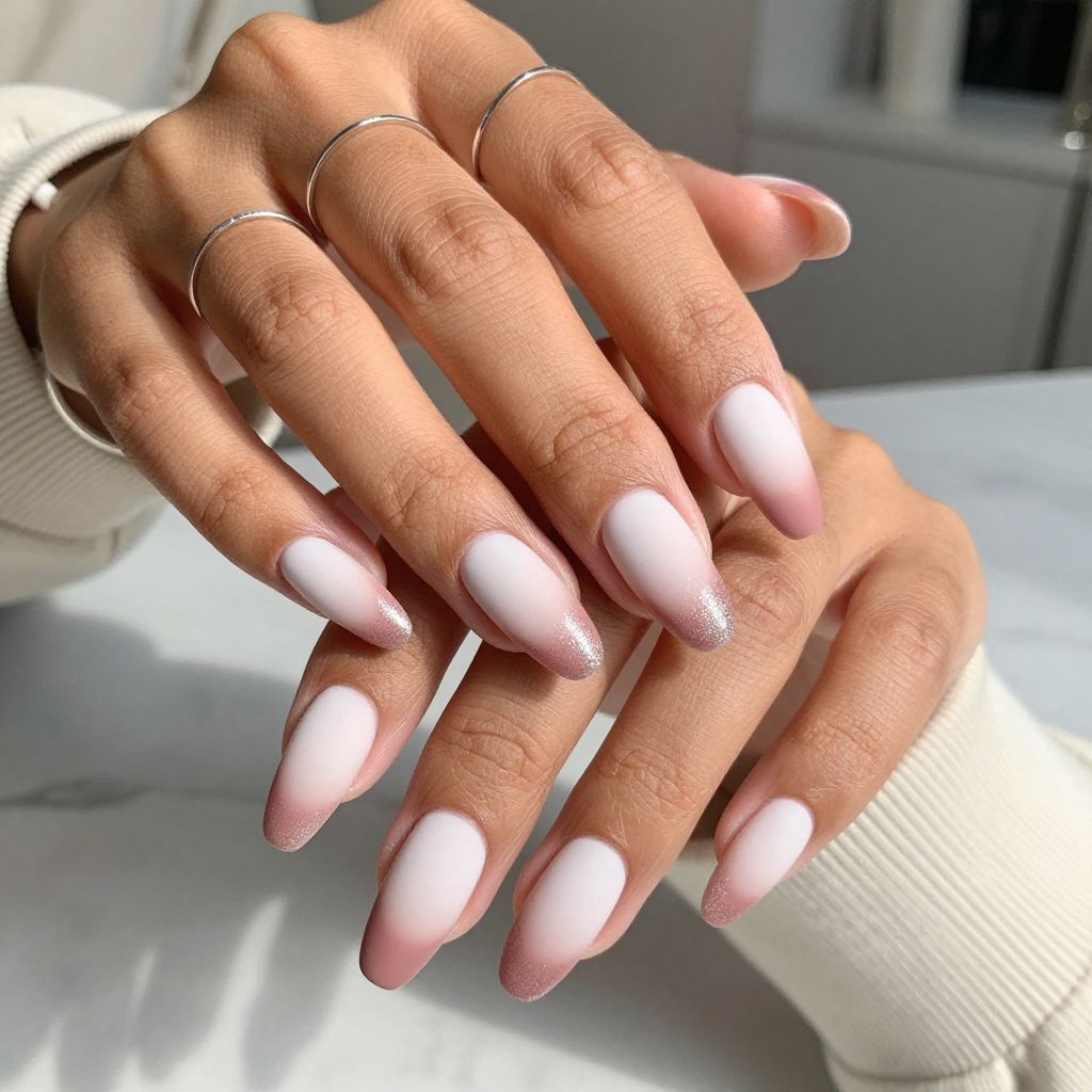 Matte French Ombre with Pink Tips