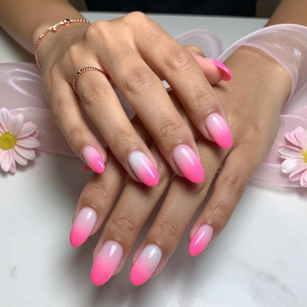Neon Pink Fade into Soft White