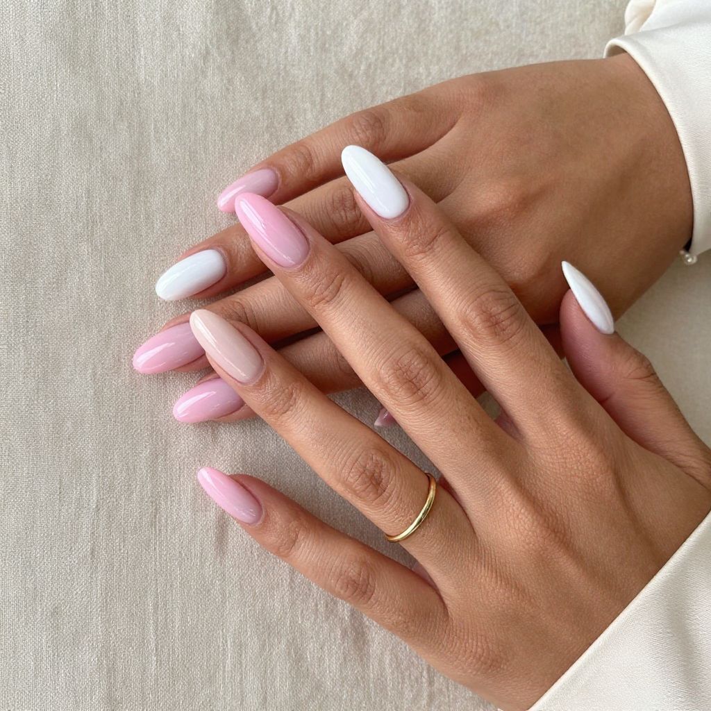 Gradient Pink and White with Matte Nude Accent