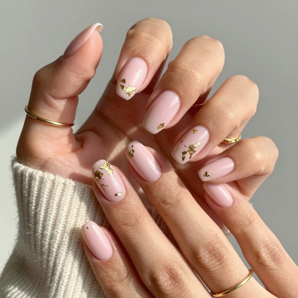 Baby Pink with Foil Leaf Detailing