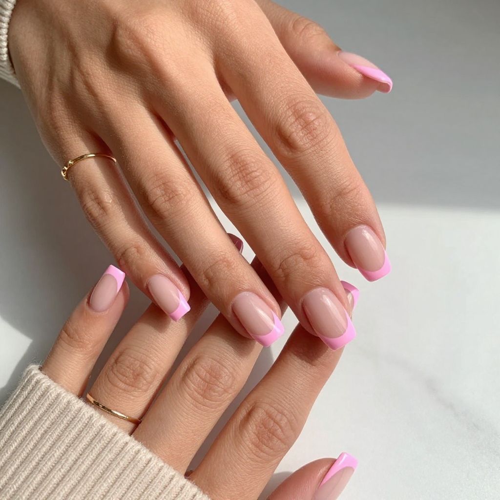 Sheer Pink with Chunky French Tips