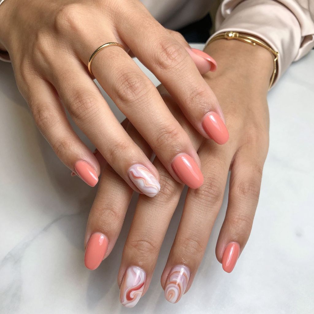 Coral Pink and White Marble Magic