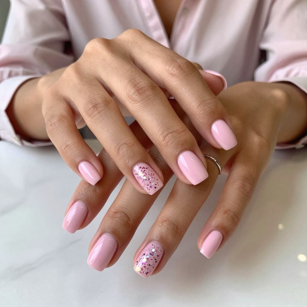 Baby Pink with Iridescent Foil Flakes