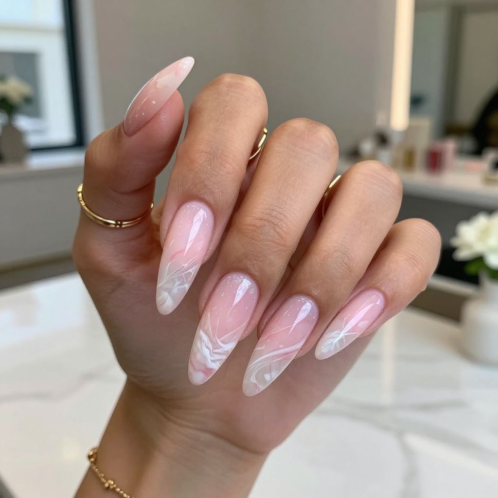 Rose Quartz Inspired Gemstone Nails