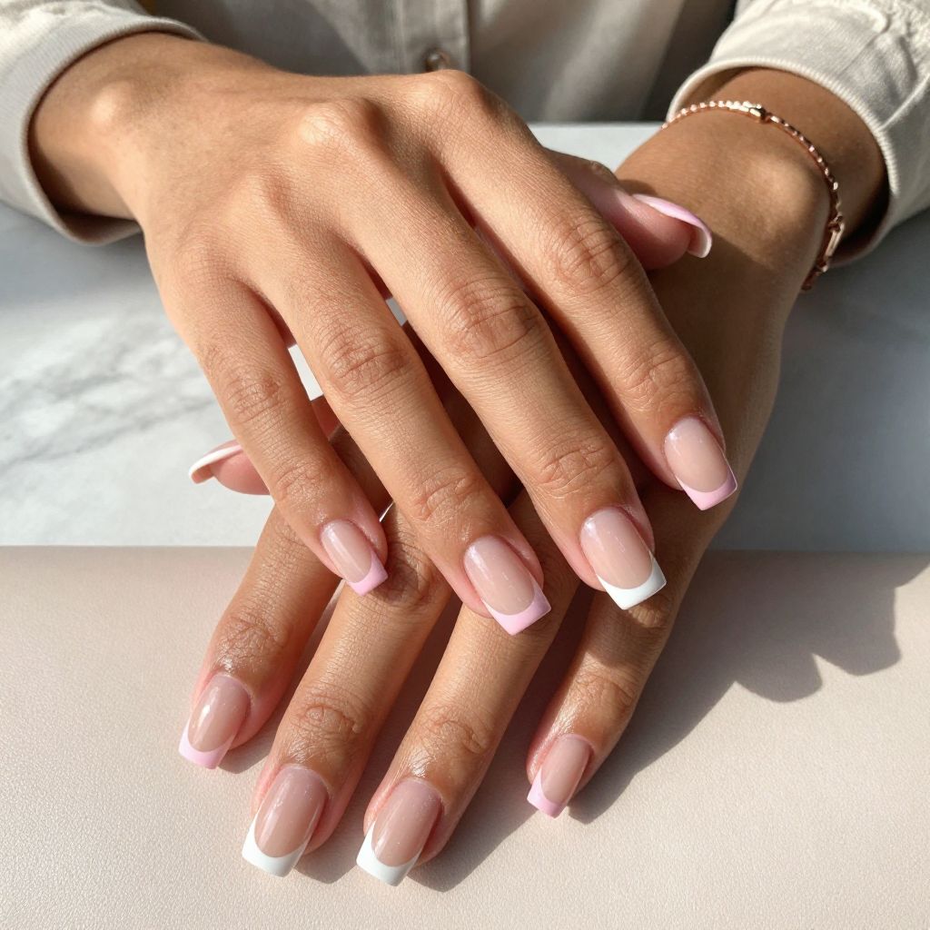 French Tips with a Rosy Twist