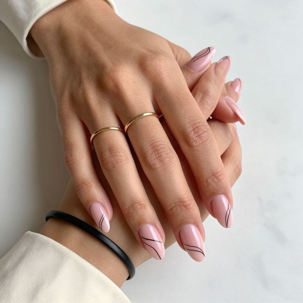Blush Pink with Minimalist Line Art