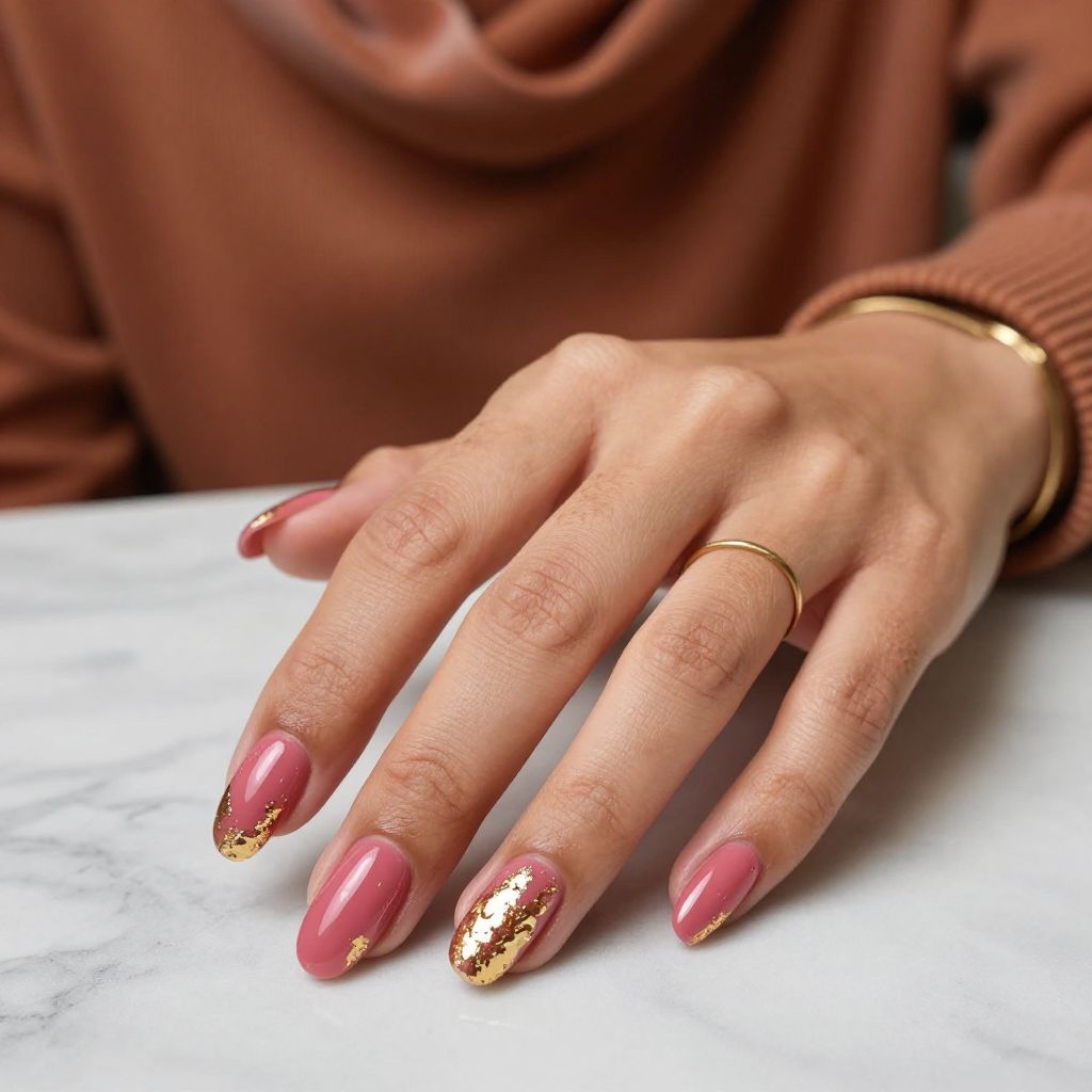 Deep Rose with Gold Foil Accents