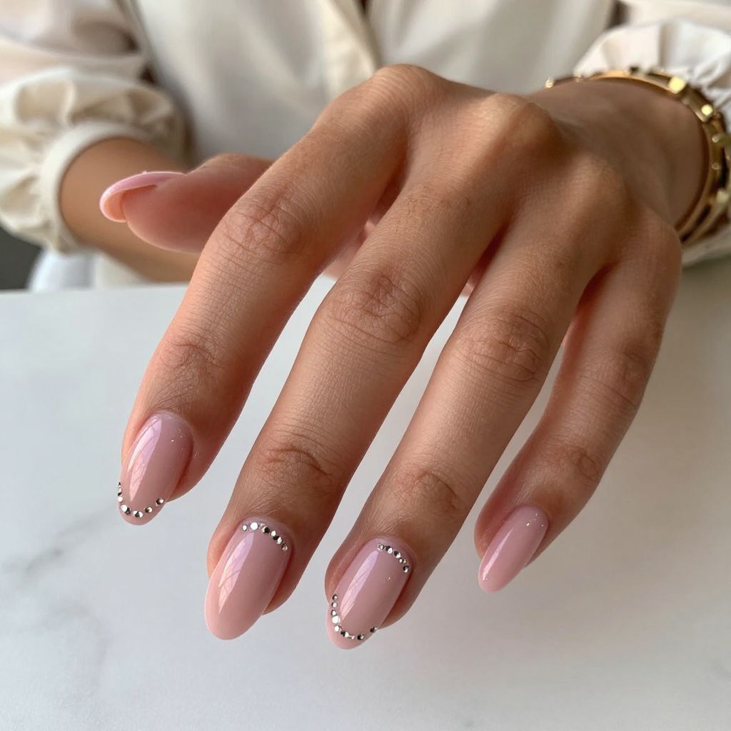 Rose Pink Tips with Twinkling Rhinestones