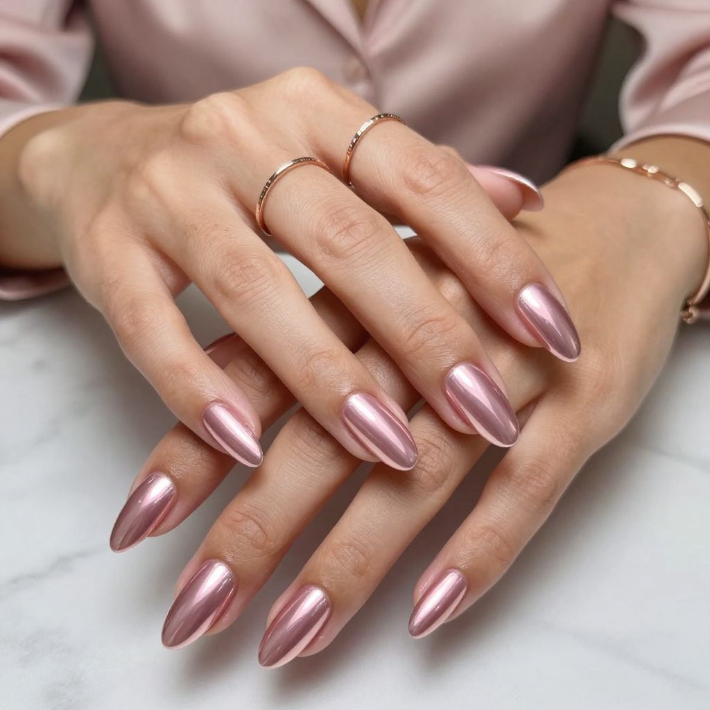 Shiny Chrome Pink Tips