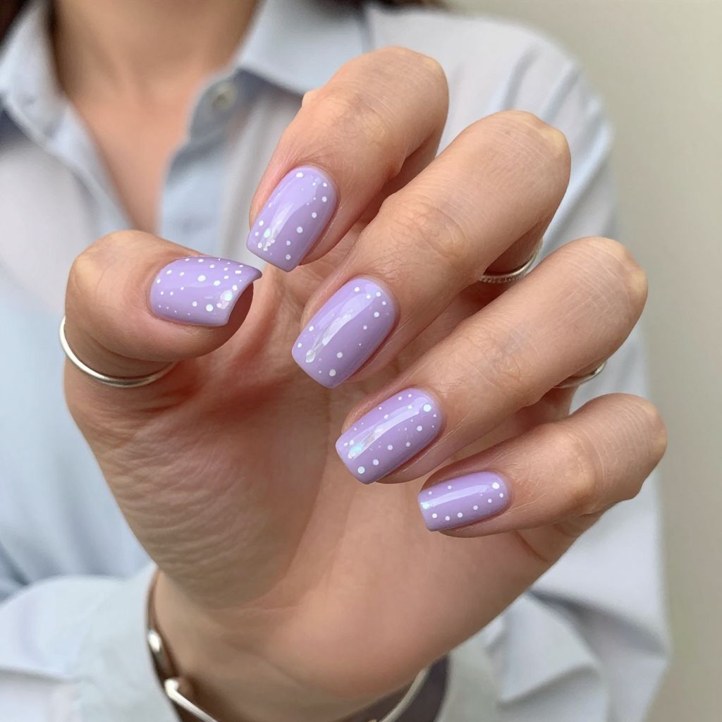 Soft Lavender with Iridescent Polka Dots