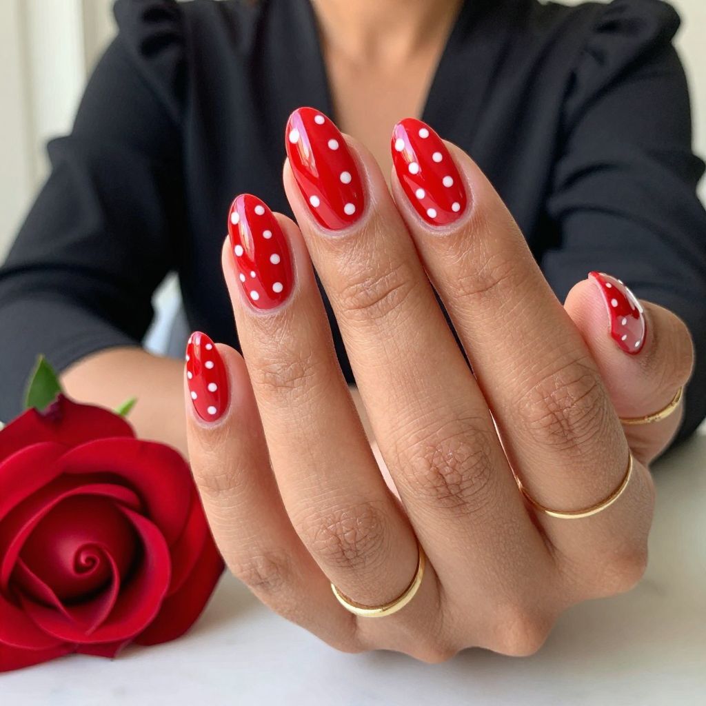 Bold Red Base with White Polka Dots