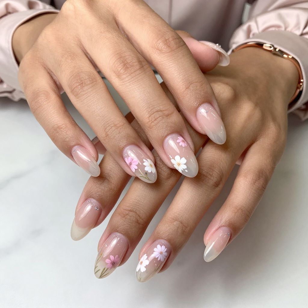Clear Base with Floating Florals