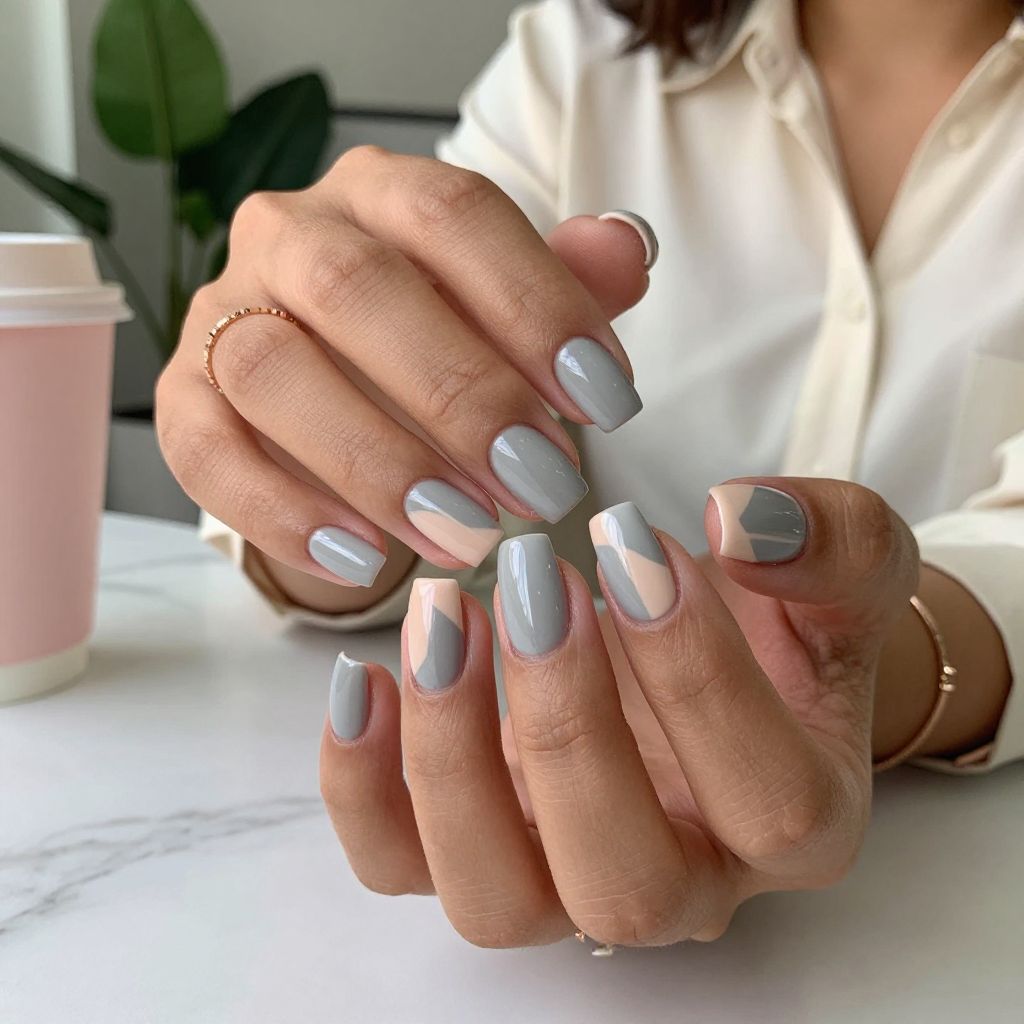 Soft Grey with Subtle Geometric Negative Space