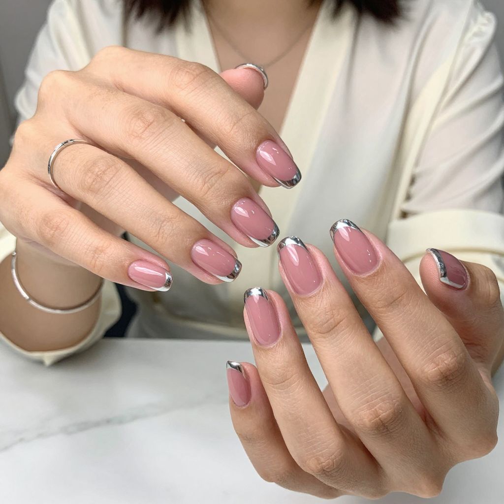 Dusty Rose with Chrome Accent Tips