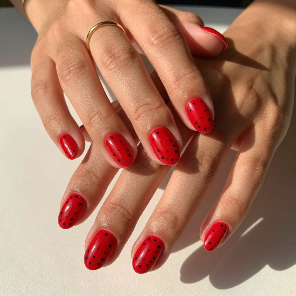 Classic Red with Micro Matte Black Dots