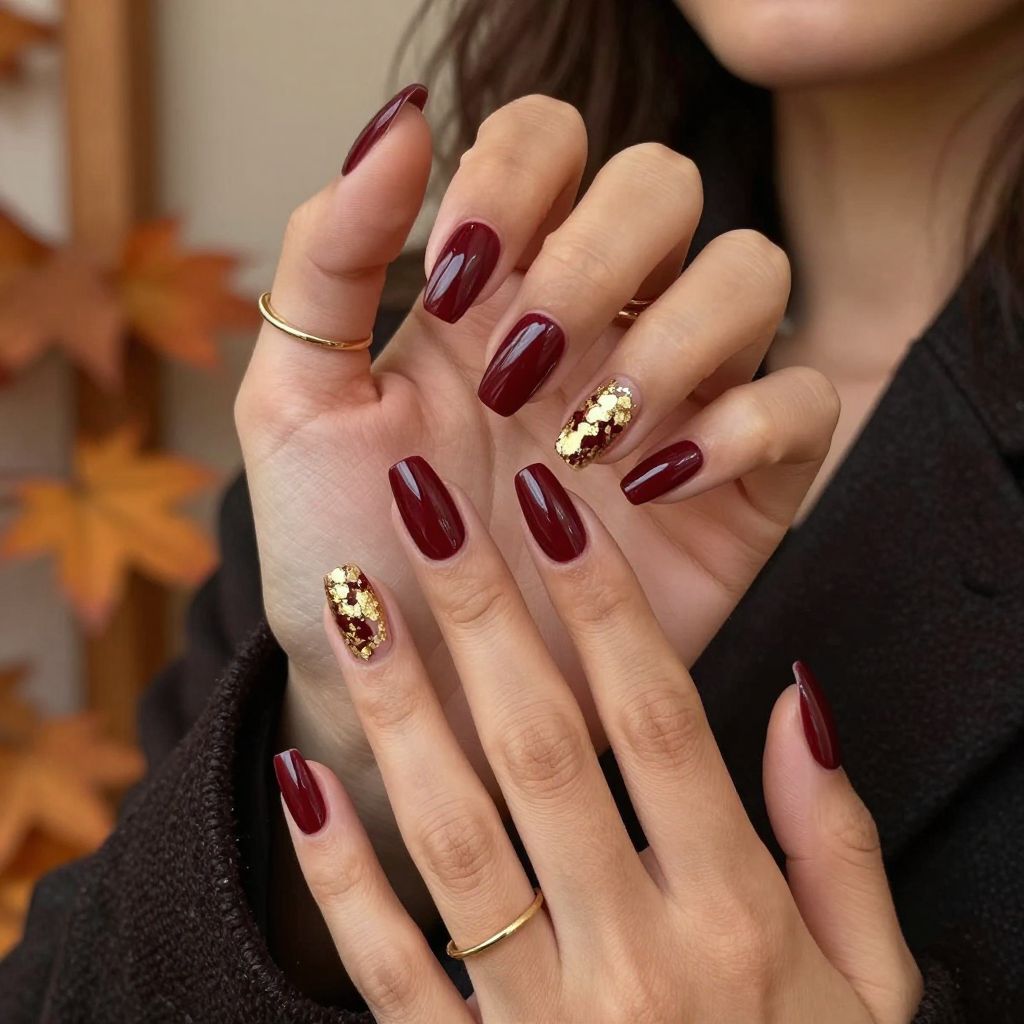 Deep Burgundy with Subtle Gold Foil Detail