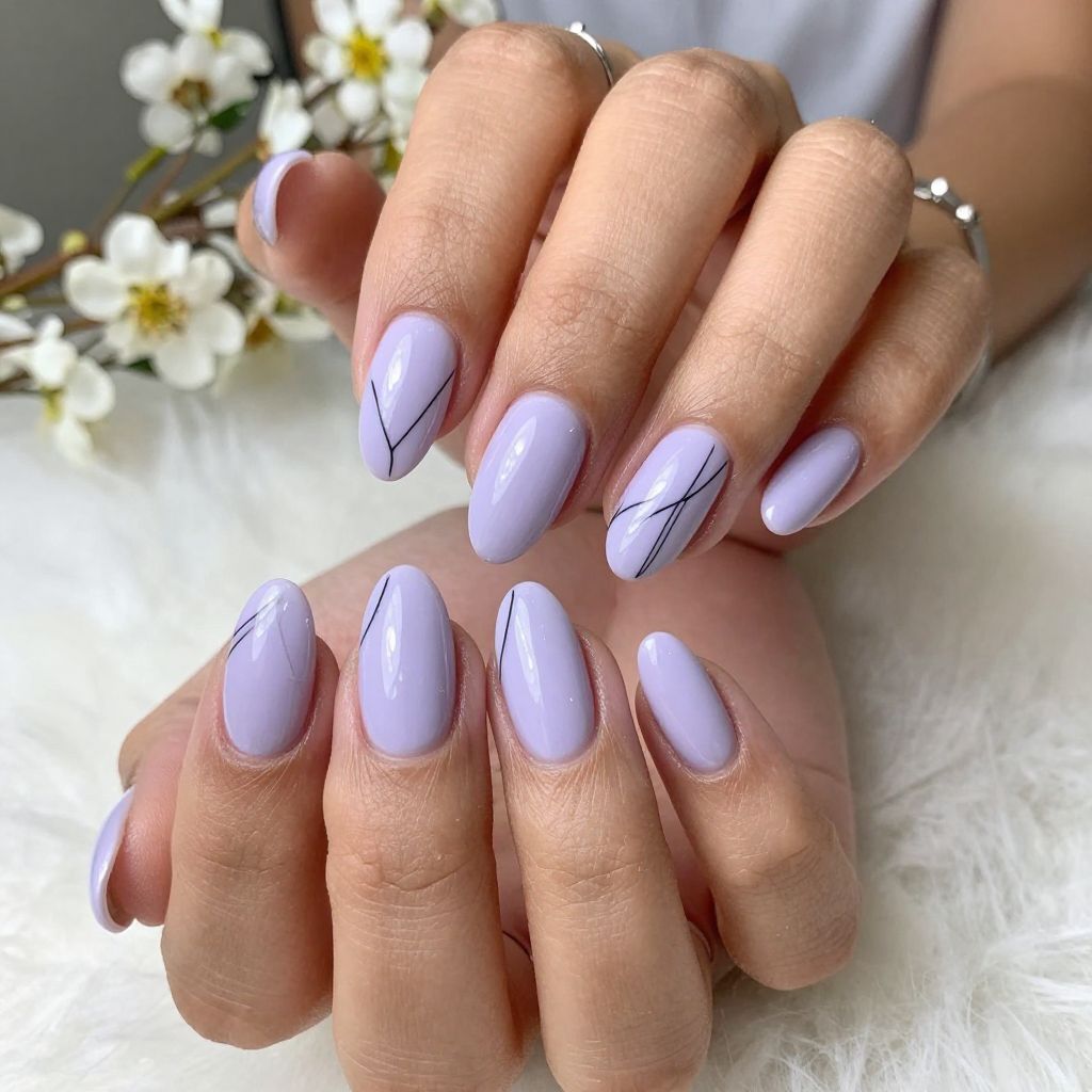 Soft Lilac with Minimalist Line Art Accents