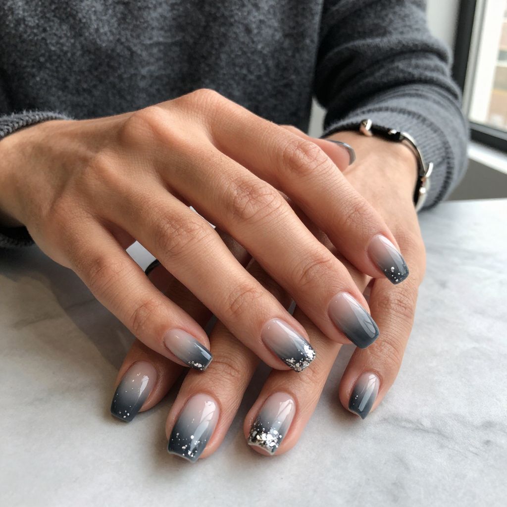Rolling Grey Ombre With Silver Foil Flakes