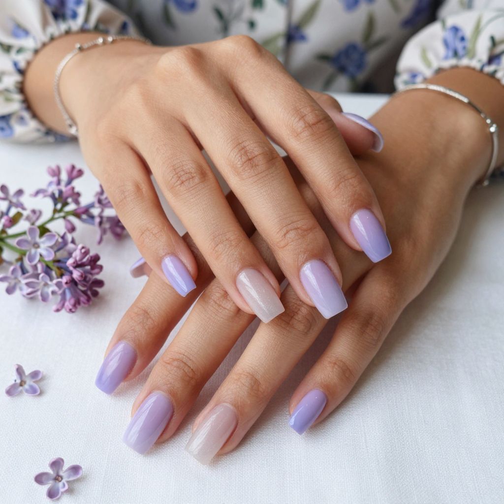 Pastel Purple Ombre French Tips