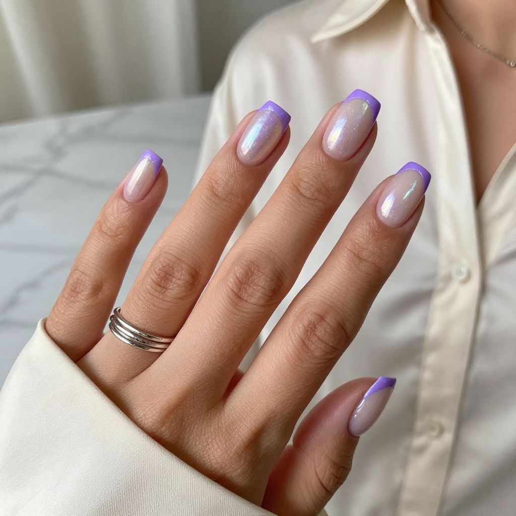 Pearlized Purple French Tips
