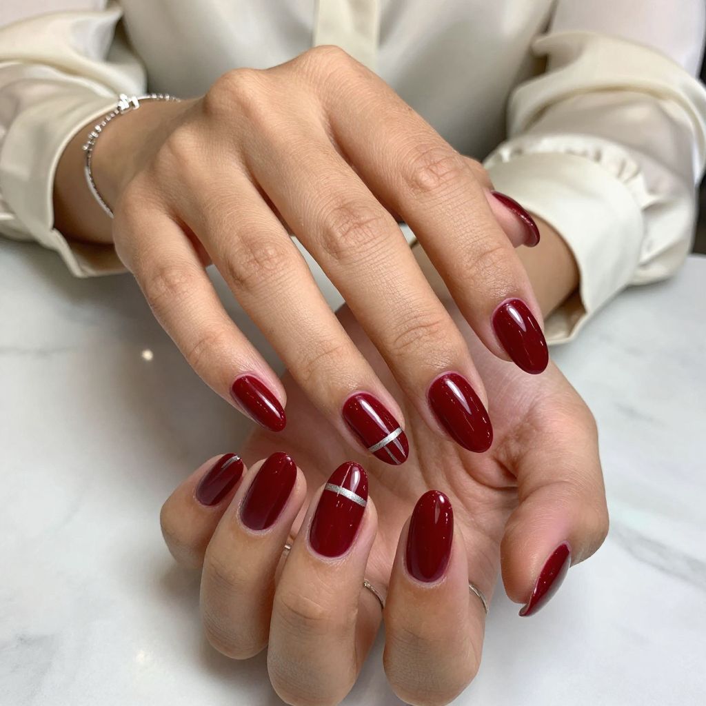 Dark Cherry Almonds with Silver Striping Tape