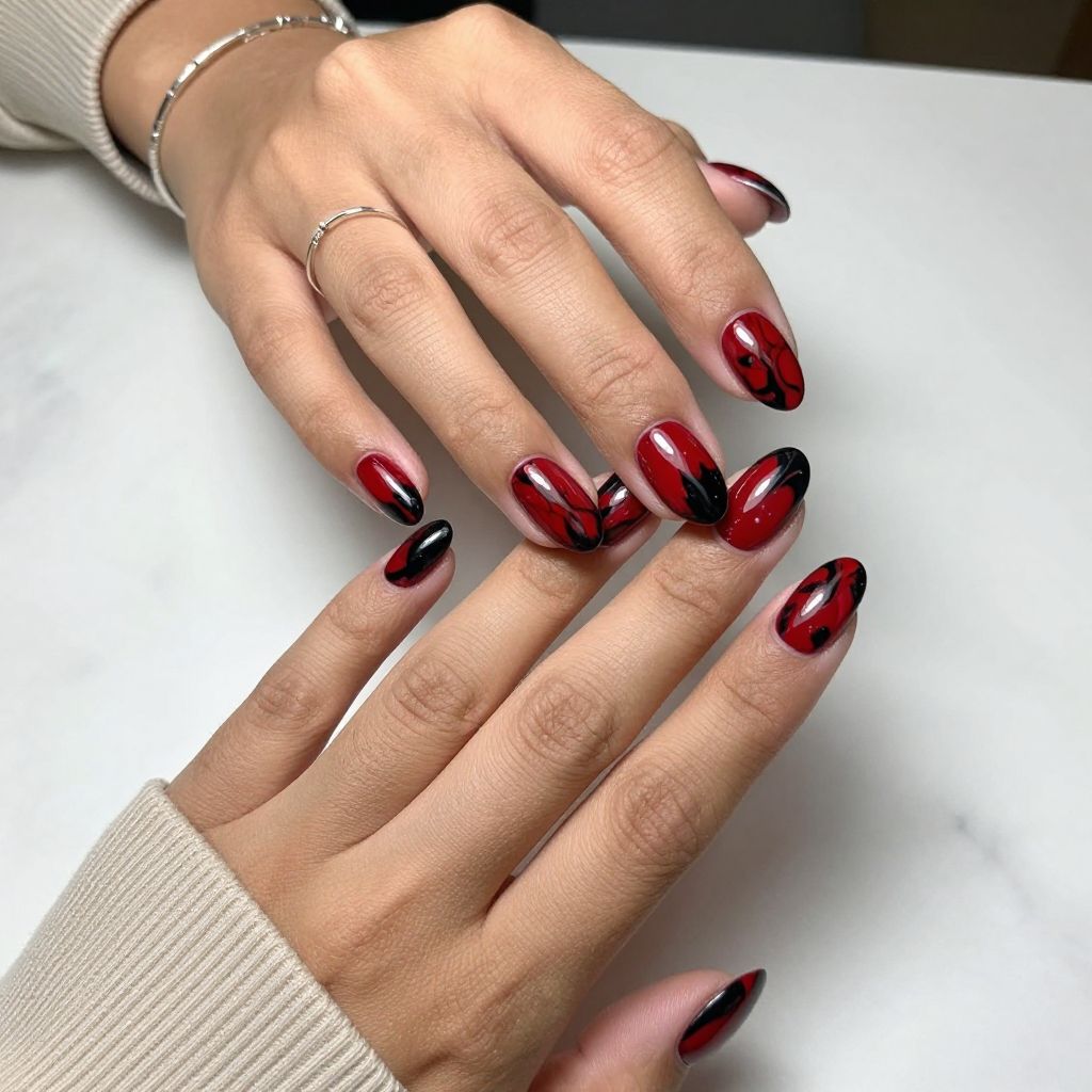 Red And Black Marble Effect