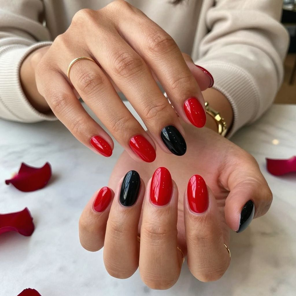 Half Red, Half Black Color Block