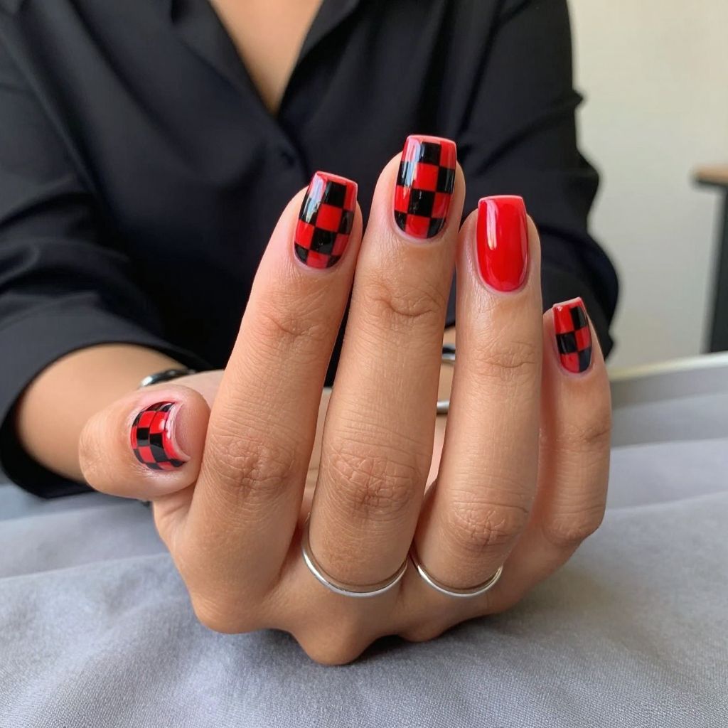 Graphic Red And Black Checkerboard