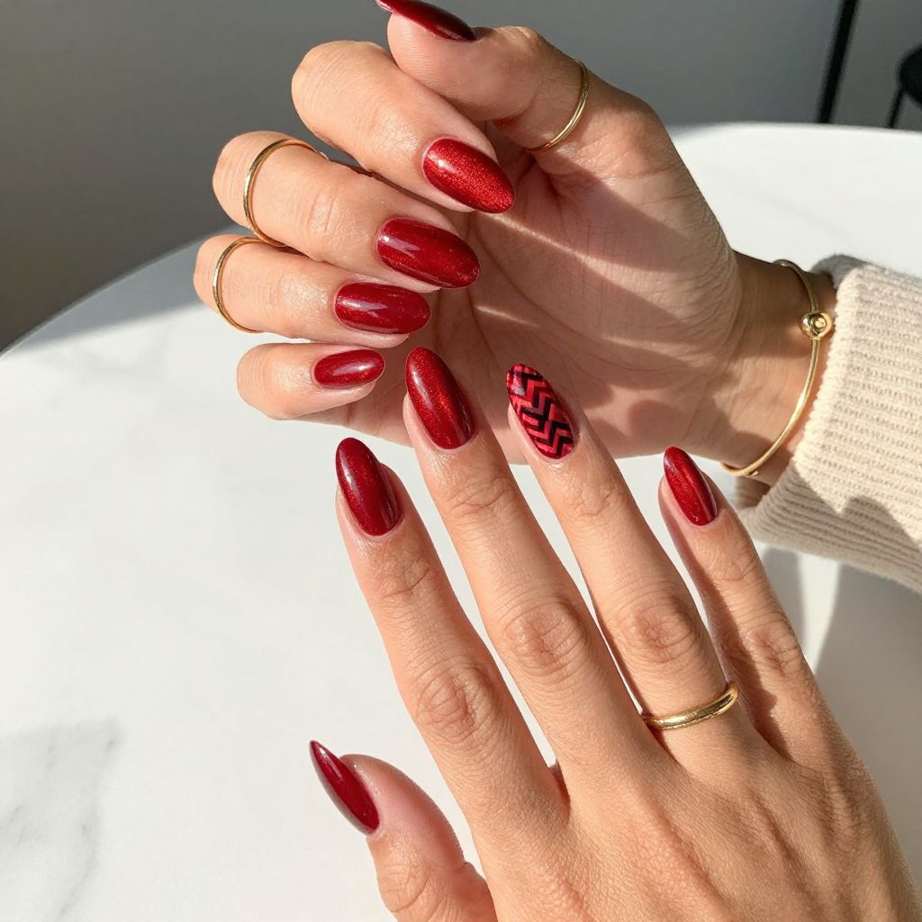 Glossy Ruby with Matte Chevron Accents