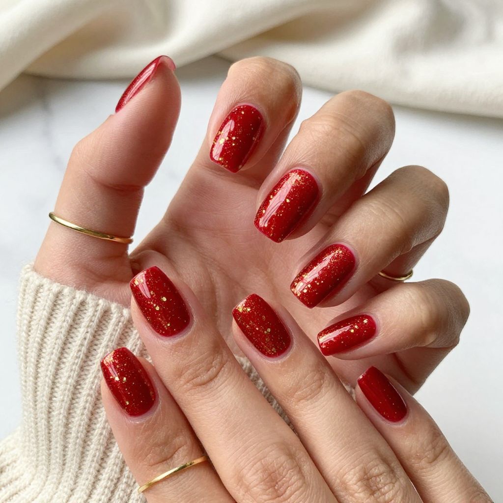 Playful Scarlet with Gold Flecks