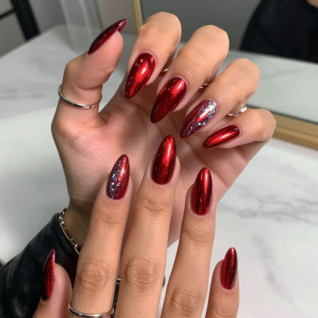 Metal Rouge Cat Eye with Silver Accents
